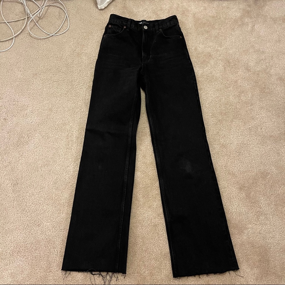 zara wide leg black jeans